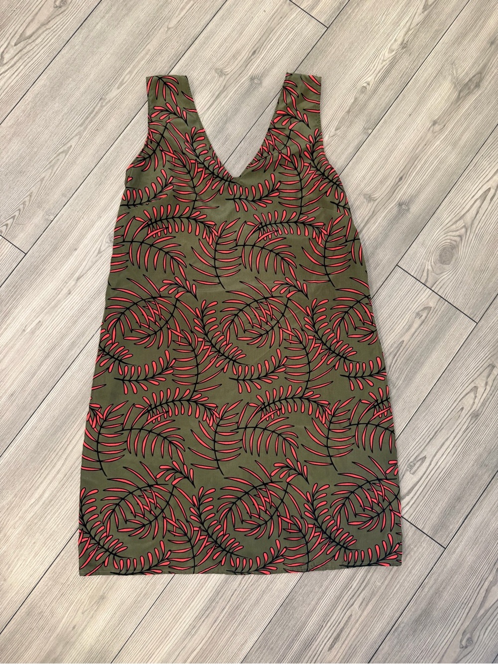Halogen Olive Green Foral Mini Dress Size Small